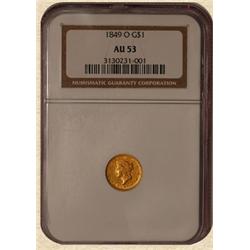 1849-O $ Gold Liberty AU53 NGC