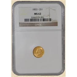 1853 $ Gold Liberty MS62 NGC