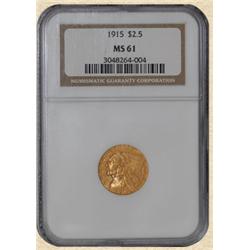 1915 $2.5 Indian MS61 NGC