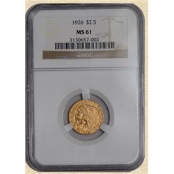 1926 $2.5 Indian MS61 NGC