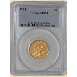 1893 $5 Liberty MS63 PCGS