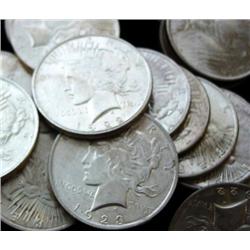 Lot of 20 Peace SIlver Dollars- VG-AU