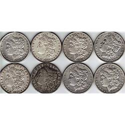Lot of 8 Morgan Silver Dollars- Various Dates-