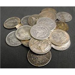 Roll of 20 Morgan Silver Dollars- 1878-1921 g-xf
