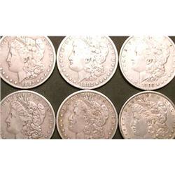 Lot of 6 Morgan Silver Dollars from Cache-