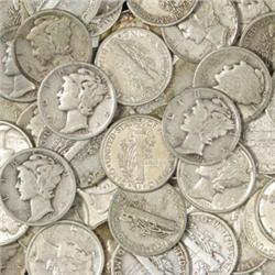 Lot of 60 Mercury Dimes-1940's