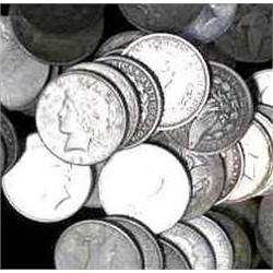 A Lot with 75 Morgan and Peace Mixed Lot Dollars