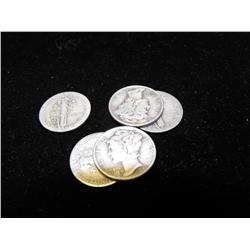 Lot of 5 Misc. Date and Grade Mercury DImes