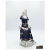 Image 1 : Porcelain Figurine of Woman in Blue Dress With Floral Detailing