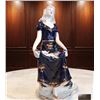 Image 2 : Porcelain Figurine of Woman in Blue Dress With Floral Detailing