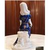 Image 3 : Porcelain Figurine of Woman in Blue Dress With Floral Detailing