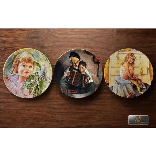 3 Knowles Collector Plates With COAs (Rockwell, Hook, McClelland)