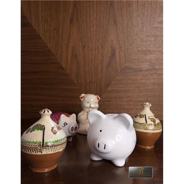 Vintage Ceramic Piggy Banks and Folk Art Money Jars Lot