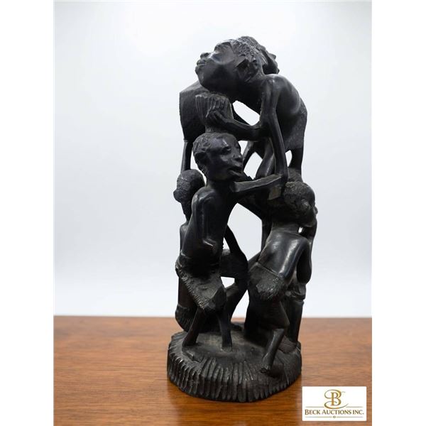 Carved African Tribe Family Wooden Sculpture