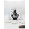 Image 1 : White and Black Glass Tableware Set, 5 Pieces