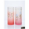 Image 1 : Hand-Painted Frosted Pink Glass Vases