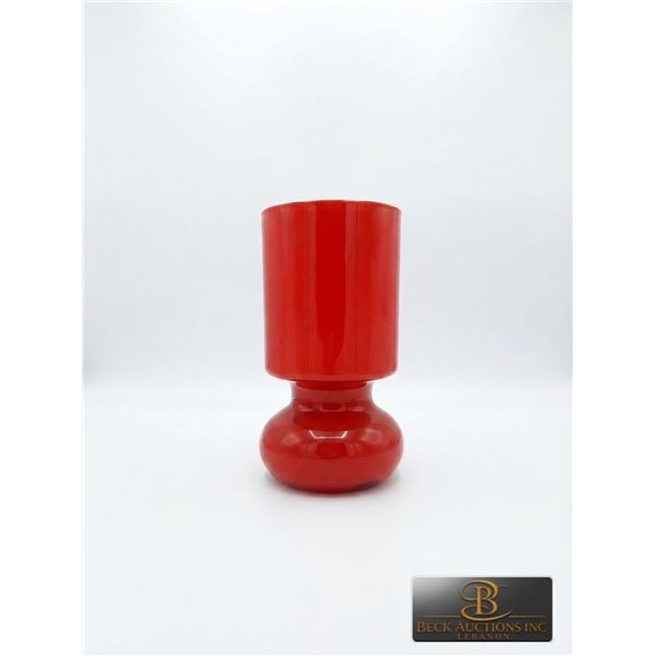 Red Modern Cylindrical Glass Vase