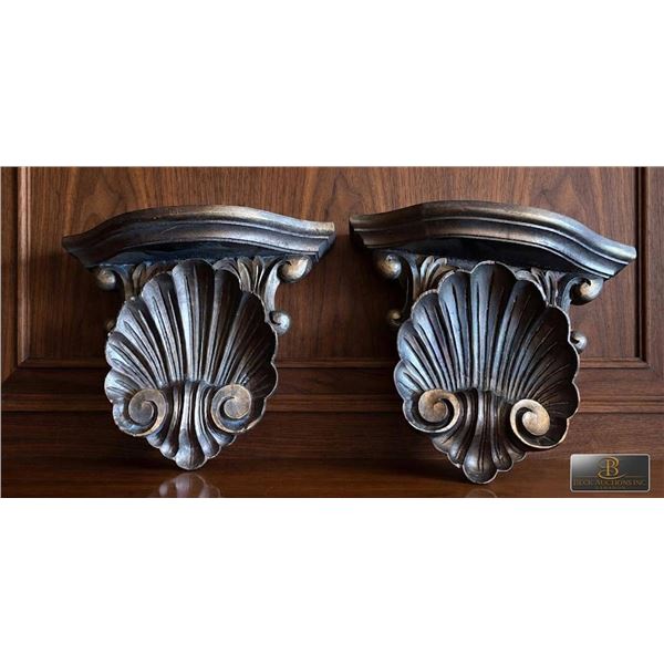 Shell Motif Carved Wooden Wall Brackets