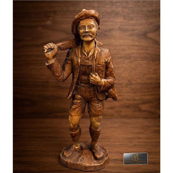 Carved Wood Figure of Man With Rifle