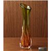 Image 1 : Murano Style Art Glass Vase with Green and Amber Swirl