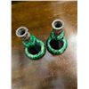 Image 2 : Art Deco Style Green Marble and Metal Candlesticks