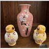 Image 1 : Ceramic Bird Salt and Pepper Shakers with Pink Floral Vase