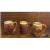 Image 1 : 3 Hand-Carved Wooden Mugs With Metal Inserts