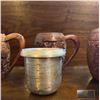 Image 4 : 3 Hand-Carved Wooden Mugs With Metal Inserts