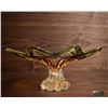 Image 2 : Mid-Century Amber and Green Murano Style Art Glass Centrepiece Bowl
