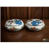 Image 1 : Hand-Painted Lidded Ceramic Boxes with Floral and Blue Bird Motif