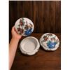 Image 2 : Hand-Painted Lidded Ceramic Boxes with Floral and Blue Bird Motif