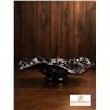 Image 1 : Black Art Glass Bowl with White and Purple Spots