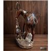 Image 3 : Hand-Carved Wooden Antelope and Calf Sculpture