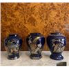 Image 1 : Three Hand-Painted Chinese Cobalt Blue Porcelain Vases
