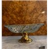 Image 3 : Square Glass and Gold Gilt Pedestal Compote