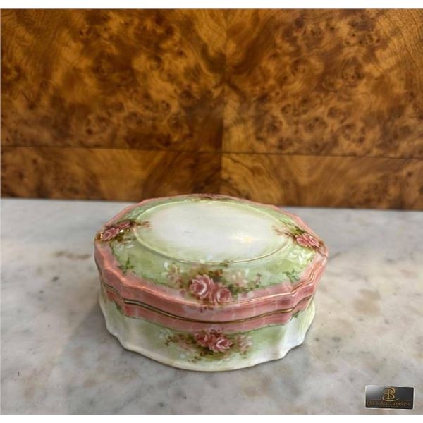 Limoges Porcelain Trinket Box with Painted Roses