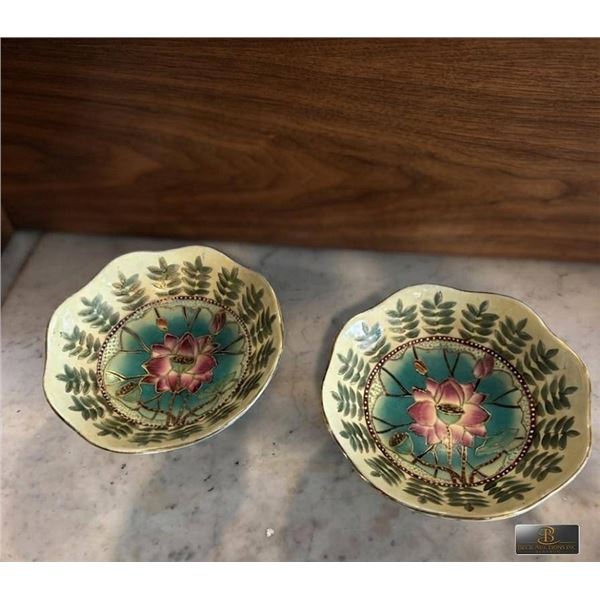 Hand Painted Floral Ceramic Pedestal Bowls