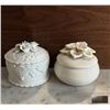 Image 1 : White Porcelain Trinket Boxes with Floral Lids