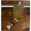 Image 2 : Ribbed Amber Glass Decanter with Metal Collar and Stopper