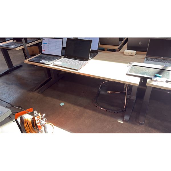 OAK FINISH ADJUSTABLE SIT-STAND COMPUTER DESK 60.0"W X 29.0"D X 28.0"H