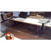 Image 1 : OAK FINISH ADJUSTABLE SIT-STAND COMPUTER DESK 60.0"W X 29.0"D X 28.0"H