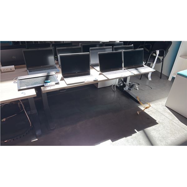 OAK FINISH ADJUSTABLE SIT-STAND COMPUTER DESK 60.0"W X 29.0"D X 28.0"H