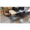 Image 1 : OAK FINISH ADJUSTABLE SIT-STAND COMPUTER DESK 46.0"W X 29.0"D X 28.0"H