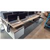 Image 1 : OAK FINISH ADJUSTABLE SIT-STAND COMPUTER DESK 72.0"W X 29.0"D X 28.0"H