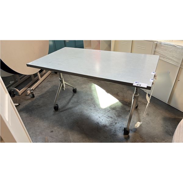 MOBILE TRAINING TABLE W/ FLIP TOP MECHANISM W30" X D54" X H30"