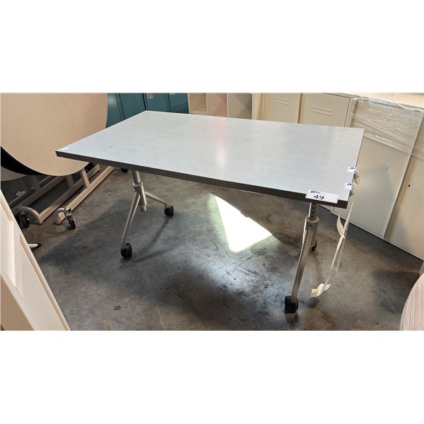 MOBILE TRAINING TABLE W/ FLIP TOP MECHANISM W30" X D54" X H30"