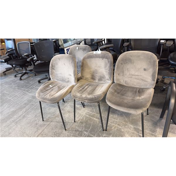 4 GREY VELVET CLIENT CHAIRS