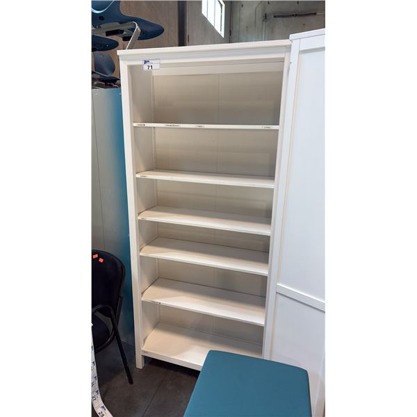 WHITE STAIN PINE WOOD BOOKCASE LIBRARY SHELVING UNIT 35X77 INCHES
