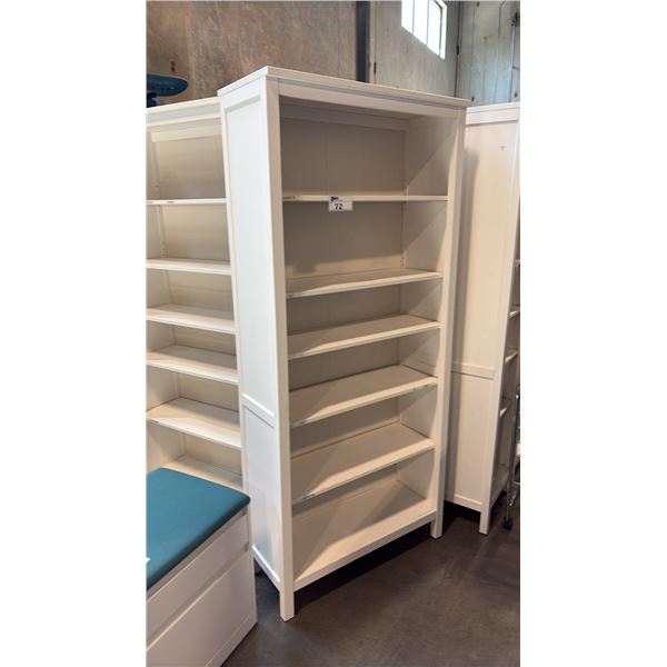 WHITE STAIN PINE WOOD BOOKCASE LIBRARY SHELVING UNIT 35X77 INCHES