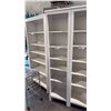 Image 1 : WHITE STAIN PINE WOOD BOOKCASE LIBRARY SHELVING UNIT 19X77 INCHES
